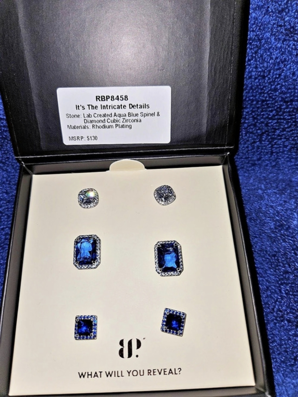 Bomb Party It's The Intricate Details Blue & Silver Earrings